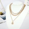 Collar multicapa con letras de diamantes de moda de joyería transfronteriza, colgante sencillo de hip-hop para mujer con 26 letras en inglés