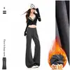 Calça de moletom casual transfronteiriça, levemente flare, com cordão, forrada de fleece, com caimento fluido, calça longa esportiva cinza, comprimento estendido cinza, calça cropped cinza