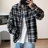 Otoño ins Estilo Harajuku Camisa de Cuadros de Manga Larga Estudiante Masculino Coreano Suelto a la Moda Pareja Camisa Chaqueta Masculina T