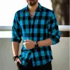 Verão Transfronteiriço Alta Qualidade Estampada Moda Popular Casual Versátil Xadrez Masculina Manga Longa Fina