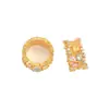 Pulsera de Zirconia Chapada en Oro que Conserva el Color con Perlas de Diamante Completas, Diseño de Flor Calada, Accesorios para Pulseras y Collares DIY