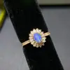 Explosiones de mejor venta transfronterizas anillo abierto con incrustaciones de ópalo natural de plata de ley s925 para mujer piedra principal 4x 6mm directo de fábrica