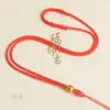 Pendente de Cera de Abelha de Jade Cordão do Pingente Corrente de Suéter Dourada Mantra de Seis Caracteres Colar Ajustável Estilo Étnico Cordão para Colar Venda por Atacado