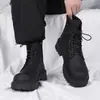 Botas Martin transfronterizas extragrandes para hombre, estilo británico negro, botas de motocicleta, botas de trabajo antideslizantes, botas casuales impermeables de cuero suave de caña alta