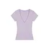 Top Heyhenry Estilo Europeu e Americano Elástico Decote V Baixo, Nova T-shirt Tendência de Manga Curta Cor Sólida Slim-Fit de Verão para Mulheres