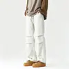 Pantalones casuales retro americanos para hombre, cintura elástica, pantalones rectos holgados, pantalones de pierna ancha para hombre, pantalones largos casuales de marca moderna nuevos