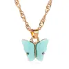 Colar Doce de Borboleta Coreano e Japonês Acrílico Colorido Doce Versátil Feminino Corrente para Clavícula Choker da Moda Influenciador