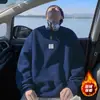 Sudadera negra minimalista estilo americano con cuello redondo para hombre, adecuada para primavera, otoño e invierno, marca de moda, corte holgado, casual, talla grande, sin capucha