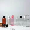 Botellas de plástico transparentes de 60 ml con tapa abatible para cosméticos, muestras de emulsión