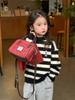 2024 Invierno Nuevo Suéter Grueso de Terciopelo para Niñas Estilo Coreano Cuello Redondo Rayado Tejido Suéter Cálido para Bebé