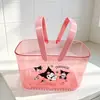 Bonita cesta de plástico transparente de mano para artículos de tocador, cesta de almacenamiento de toallas y lavandería para el baño, caja de almacenamiento de juguetes para niños