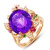 Shake Voice Live Ring Plating Anel de Ametista 18K Conjunto de Luxo com Turmalina Roxa Cor Pesada Anel de Diamante Roxo