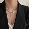 ¡Latido! 2022 nuevo collar de acero de titanio con hebilla ot para mujer, tablero de ajedrez de amor, moda, alta gama, cadena para suéter, nicho