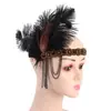Accesorios para el cabello de Nativos Americanos e Europeos Diadema de plumas de pavo real bohemia Diadema para la frente con lentejuelas fabricantes stock