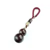 Calabaza de Sándalo Rojo con Incrustaciones de Plata, Colgante de Calabaza Doble Felicidad, Incrustado con Adorno de Llavero de Paz y Alegría, Personalizable