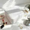 Bolsa Multifuncional Portátil de Couro e Sarja com Zíper, Colar com Pingente, Brincos, Brincos, Caixa de Armazenamento de Joias de Grande Capacidade