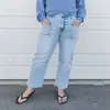 Ebay comércio exterior primavera e outono novo estilo feminino calça jeans lavada desfiada confortável para o dia a dia corte slim bolso aplicado calça pantalona moderna