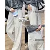 Calça Original de Fibra de Hidrogênio Novo Tecido Anti-Rugas Proteção Solar de Perna Larga para Mulheres, Cintura Alta Emagrecedora com Cós Elástico nas Costas, Calça Casual Não Comprida