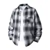 Outono de 2026 Nova Camisa Casual Masculina de Manga Longa Xadrez Moda Tendência Solta Tamanho Grande Camisa Roupa Externa Masculina