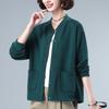 Casaco suéter feminino cardigan curto pequeno novo top solto fino roxo casual mãe algodão roupas de outono