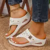 Sandalias casuales para mujer talla grande, nuevo estilo europeo y americano 2026, de suela plana, de suela gruesa, con tira entre los dedos, de tacón de cuña, cómodas, sandalias de color liso para mujer