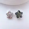 Cor Dourada Real Banhada Conserva Cor Zircônia Incrustada Flor de Cerejeira Espaçadores Multi-Furos DIY Joias Feitas à Mão Pulseira Colar Acessórios para Contas