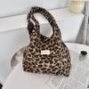49291 Otoño e Invierno Nueva Corea del Sur Ins Moda Imitación Cordero Felpa Gran Capacidad Bolso de Hombro Bolso de Leopardo