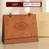 Calendário 2027 Estilo Chinês Hot Stamping Calendário Mensal Ornamento de Mesa de Escritório Planner Criativo com Argola Calendário de Hoje Logo Personalizado
