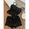 Pijama Camisola Fofo e Macio em Forma de Urso Estilo Japonês com Bojos para Mulheres, Novo Conjunto de Shorts Confortáveis para Casa de Verão