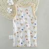 Chal estilo japonés para niño Malla fina Transpirable Sin mangas Camiseta de verano Dibujos animados Parte interior para niño