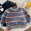 Suéter Bangcheng para Niños 2026 Otoño Nuevo Estilo Coreano Suéter de Punto Rayado para Niños Ropa Versátil para Bebés Niñas