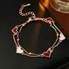 Pulsera de Trébol de Circonita y Nácar Lujo Ligero Temperamento de Gama Alta Joyería Estilo Coreano Ins Celebridad de Internet Estilo Popular Joyería al por Mayor
