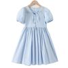 Vestido Feminino com Manga Bufante 2026 Verão Novo Estilo Vestido de Renda Algodão para Crianças Maiores Vestido de Manga Curta para Meninas
