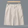Novedad de Verano Estilo Puro Lino Pantalones Cortos para Hombre, Pantalones Casuales de Lino de Cinco Puntos, Pantalones Cortos Casuales de Lino Transpirables para la Playa, Sueltos y Delgados