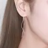 Yun Xiao Shu plata de ley s925 línea de oreja larga femenina estilo coreano borla pendiente pequeño fresco pendientes punto una generación de pelo