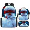 Mochila de Natal Natalina Transfronteiriça Estampada Estudante do Ensino Fundamental Mochila Escolar Pasta Estojo Amazon Daifa