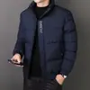 Roupas de Algodão Masculina Jaqueta Casaco Outono Inverno Estilo Coreano Slim-fit Gola Vertical Moda Quente Casaco Acolchoado de Algodão Marca Tendência Casual Casaco Acolchoado de Algodão para Homens
