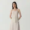 2026 Novo Estilo Camisola de Seda Gola Redonda Colete Casual Caimento Ajustado Slim Fit Resistente a Amassados Cintura Marcada Top de Seda de Amora