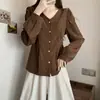 Camisa de Manga Larga con Cuello en V y Lunares Suaves Talla Grande para Mujer 2026 Otoño Nuevo Diseño Sensación Nicho Holgada