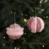 Novas Pétalas de Bola de Espuma Rosa Pelúcia Bola de Natal Enfeites para Pendurar na Árvore de Natal Arranjo de Atmosfera Acessórios DIY