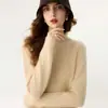 Nueva camiseta base de punto de cachemira para otoño e invierno, moderna, suave, cómoda, engrosada, cálida, color liso, estilo coreano, manga larga para mujer