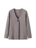 AliExpress Transfronterizo en stock Otoño Moda Estilo Europeo y Americano Mujeres Ligeramente Maduras Estilo Tejido Chaqueta Cardigan con Cuello en V Chaqueta