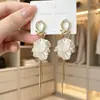 Pendientes de perla geométrica con pasador de plata 925 para mujer, aretes de moda, borla, pendiente de alto nivel, temperamento, pendientes vintage, venta al por mayor