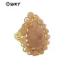 R458 Design de E-commerce Transfronteiriço Europa e América Anel Feminino Grande de Pedra Natural Gota d'Água Enrolado Pedra Tianhe Amethyst Cravação em Garra