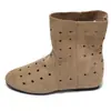 Botas Curtas Slim Vazadas com Furos Redondos Estilo Retrô para Mulheres, Sola Lisa Antiderrapante, Modelo 2026, de Calçar, Salto Oculto, Botas Western Estilo Férias