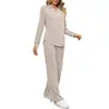 Traje Casual Holgado Simple de Color Sólido Estilo Europeo y Americano para Mujer 2026, Ropa de Casa Texturizada con Cordón para Mujer de Otoño