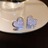 Pendientes de plata galvanizada con forma de aguja de oro auténtico, con circonitas, perlas y flores de amor, con lazo de estrella japonés y coreano, de moda para mujer.