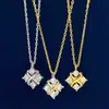 Joia Estilo Coreano Banhada a Ouro 18K Colar Cruz Quatro Diamantes X Feminino Compacto Pingente Cruz Diamante Seiko Corrente da Clavícula
