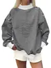 Sudadera Casual Suelta de Manga Larga con Cuello Medio Alto y Rayas para Mujer, Nueva Colección Otoño/Invierno 2026, Transfronteriza Europea y Americana de Amazon