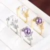 Anel Borboleta de Zircônia Fresco e Elegante Estilo Influenciador com Toque de Luxo, Anel Feminino de Cobre Puro da Moda, Atacado do Fabricante